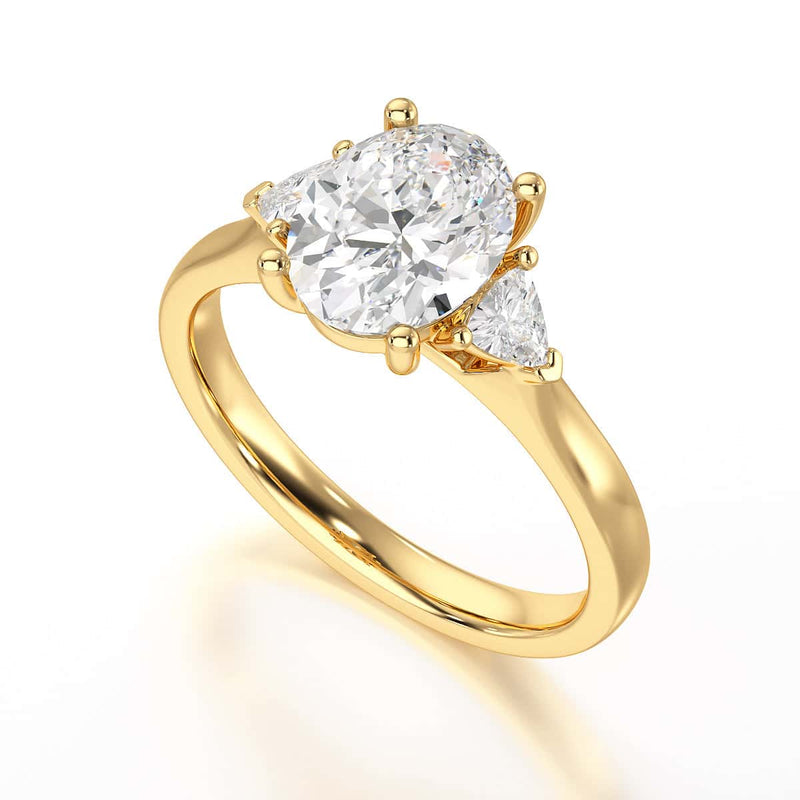 Oval Trilogy Engagement Ring with Trillion side stone