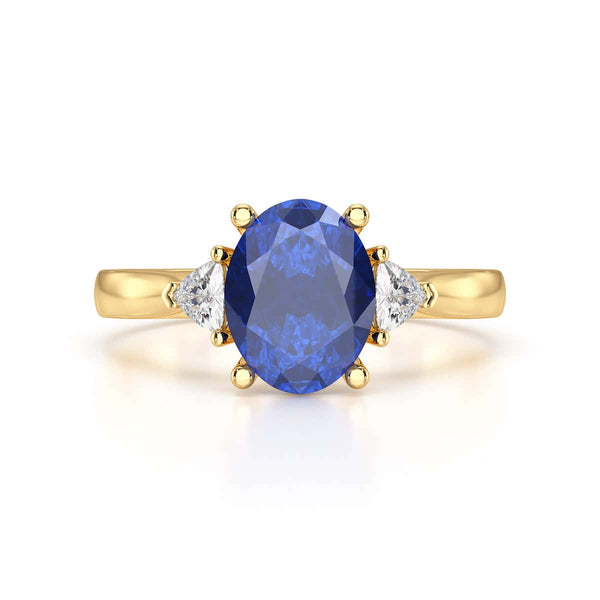 Sapphire trilogy with trillion cut side diamond Dress ring