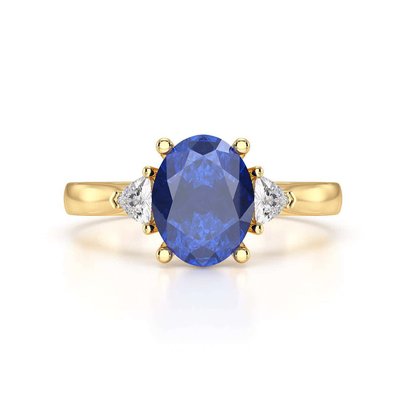 Sapphire trilogy with trillion cut side diamond Dress ring