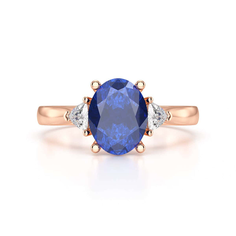 Sapphire trilogy with trillion cut side diamond Dress ring