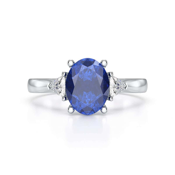 Sapphire trilogy with trillion cut side diamond Dress ring