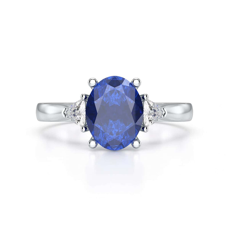 Sapphire trilogy with trillion cut side diamond Dress ring