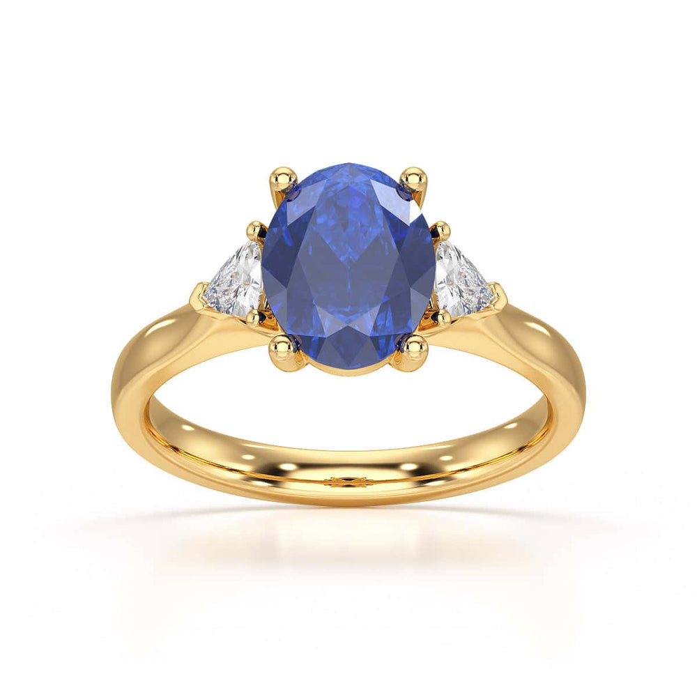 Sapphire trilogy with trillion cut side diamond Dress ring
