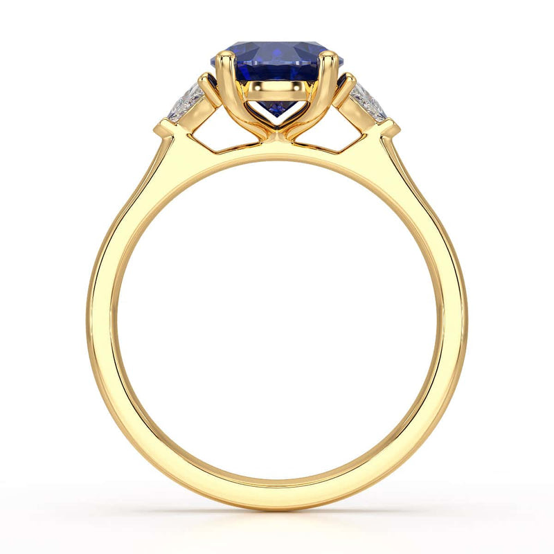 Sapphire trilogy with trillion cut side diamond Dress ring