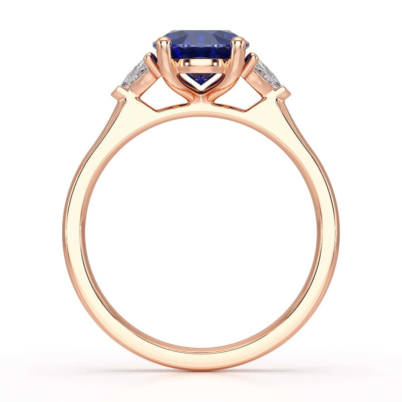 Sapphire trilogy with trillion cut side diamond Dress ring