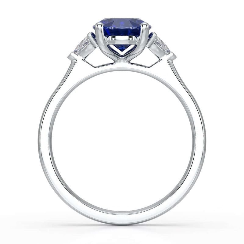 Sapphire trilogy with trillion cut side diamond Dress ring