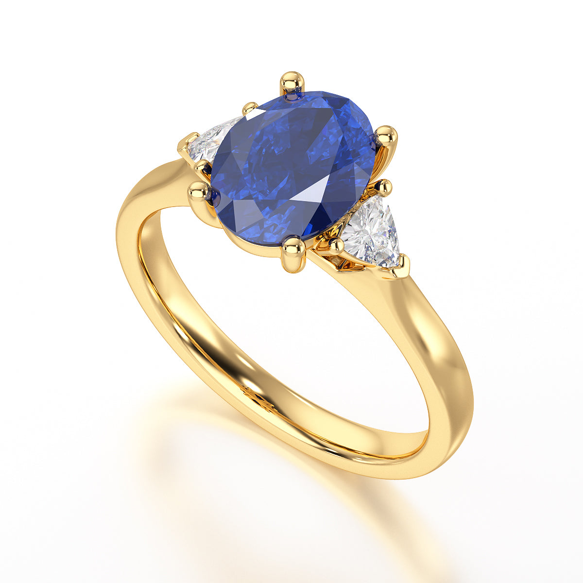 Sapphire trilogy with trillion cut side diamond Dress ring