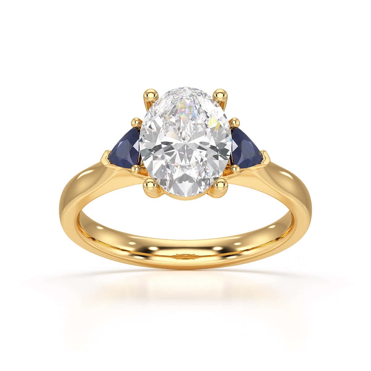 Diamond ring with blue sapphire side stones sales