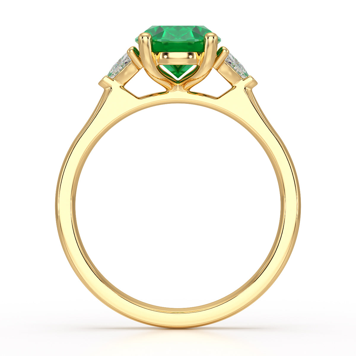 Emerald trilogy with trillion cut side diamond Dress ring Manna Jewellers Ltd