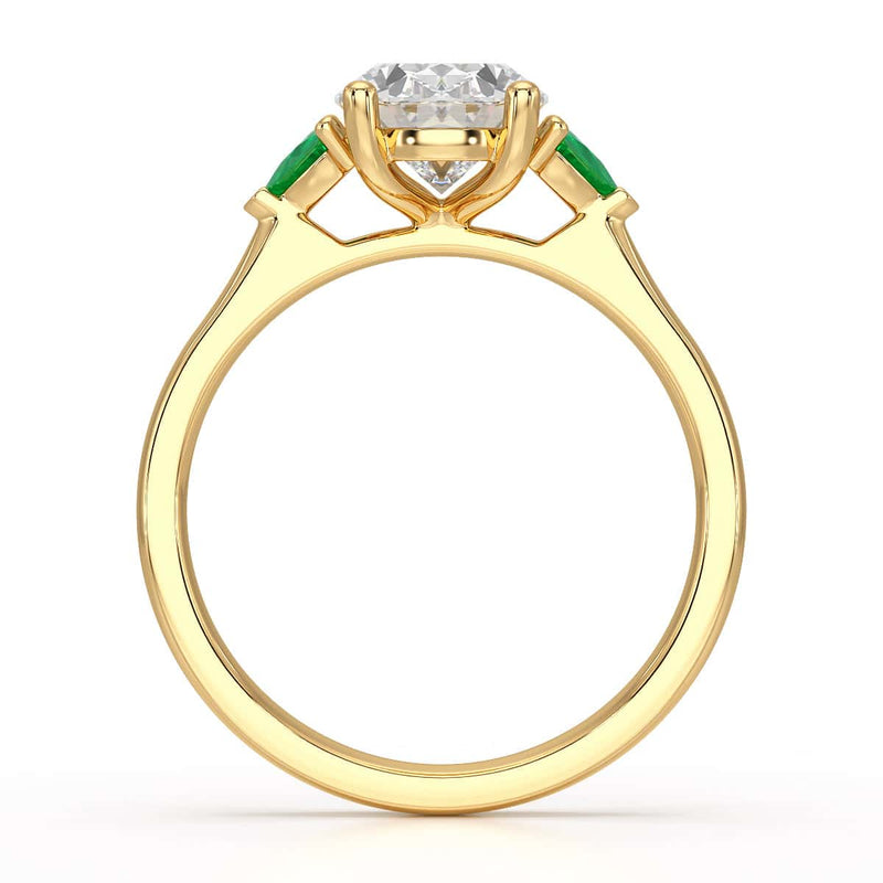 Oval trilogy with trillion side stones Dress ring