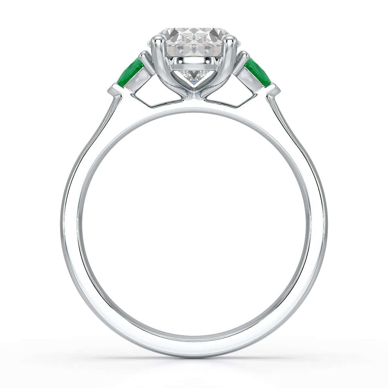 Oval trilogy with trillion side stones Dress ring