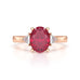Ruby trilogy with trillion cut side diamond Dress ring