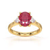 Ruby trilogy with trillion cut side diamond Dress ring