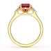 Ruby trilogy with trillion cut side diamond Dress ring