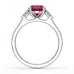 Ruby trilogy with trillion cut side diamond Dress ring