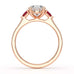 Oval trilogy engagement ring with trillion shape ruby