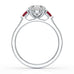 Oval trilogy engagement ring with trillion shape ruby