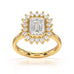 18ct Gold Emerald Cut Halo Diamond Engagement Ring