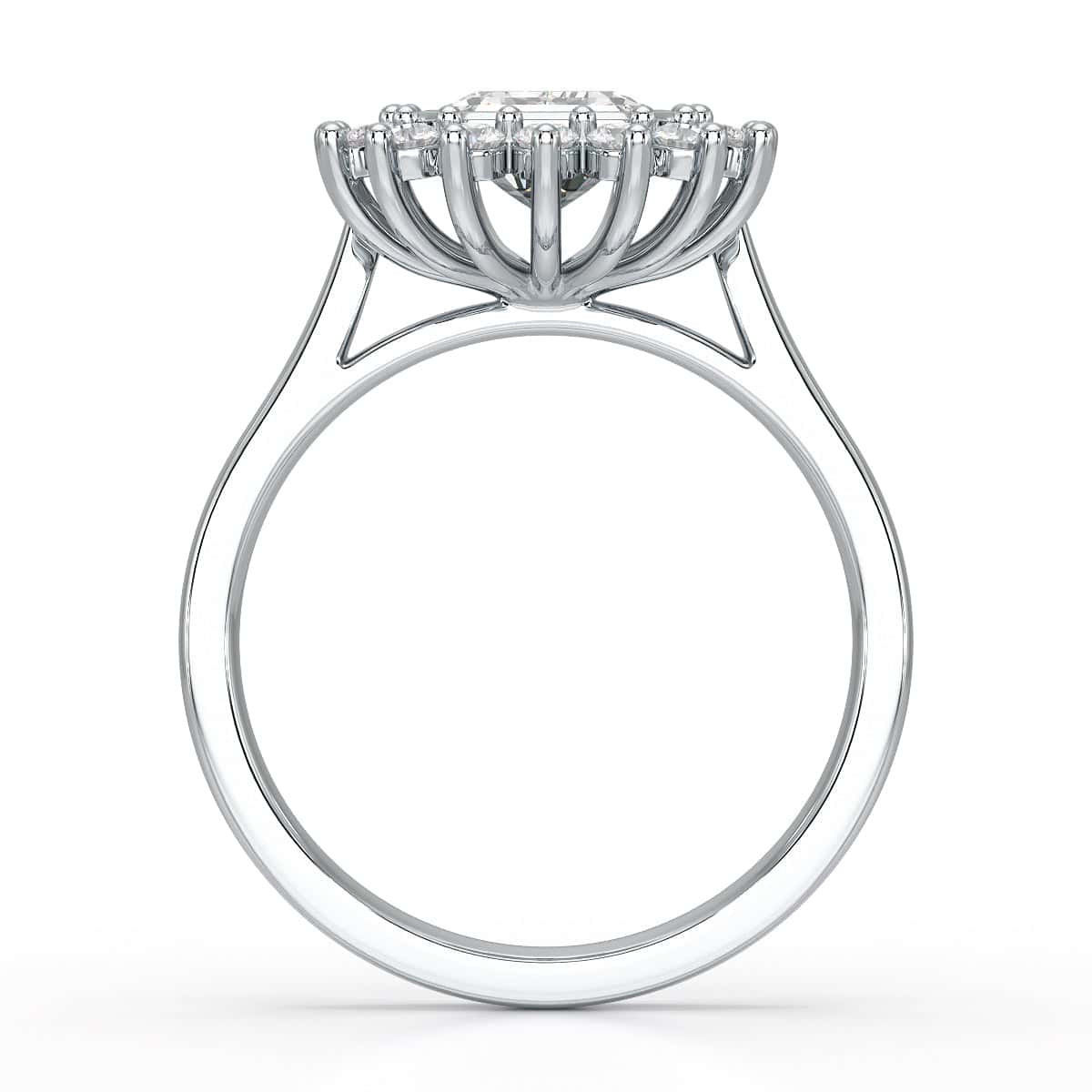 18ct Gold Emerald Cut Halo Diamond Engagement Ring