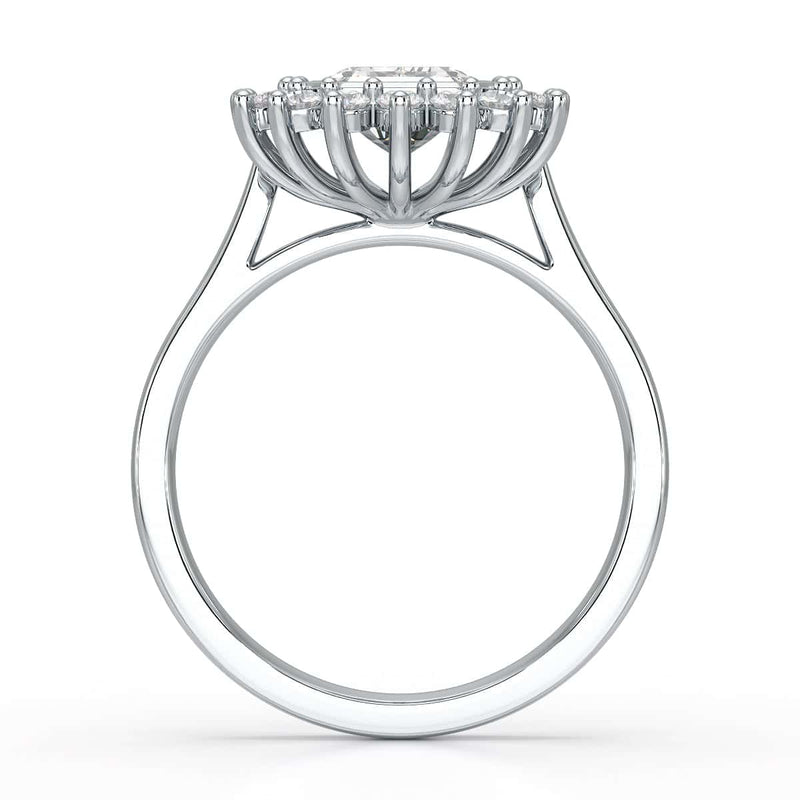 18ct Gold Emerald Cut Halo Diamond Engagement Ring