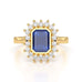 Diamond Cluster Octagon Shape  Blue Sapphire Engagement Ring in 18ct Gold and Platinum