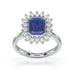Diamond Cluster Octagon Shape  Blue Sapphire Engagement Ring in 18ct Gold and Platinum