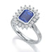 Diamond Cluster Octagon Shape  Blue Sapphire Engagement Ring in 18ct Gold and Platinum