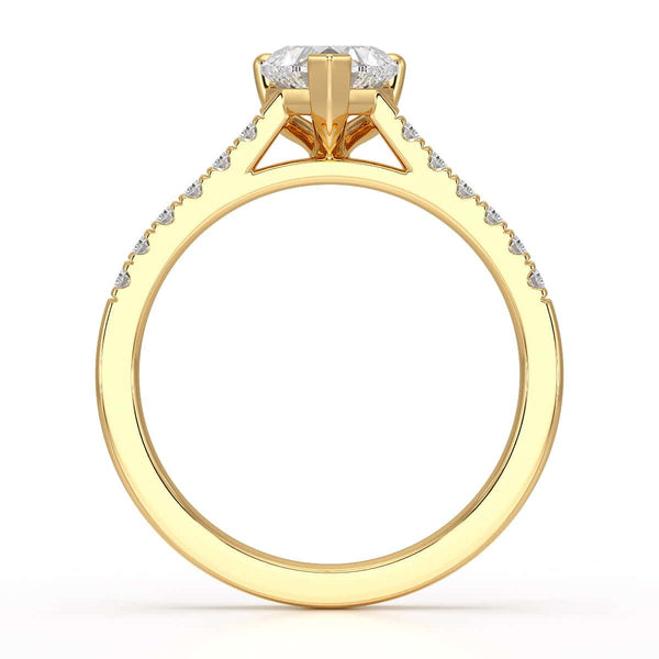 Diamond Engagement Ring- Heart Shaped Solitaire Diamond Set Shoulders