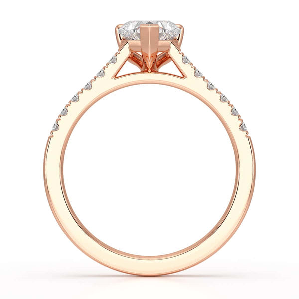Diamond Engagement Ring- Heart Shaped Solitaire Diamond Set Shoulders