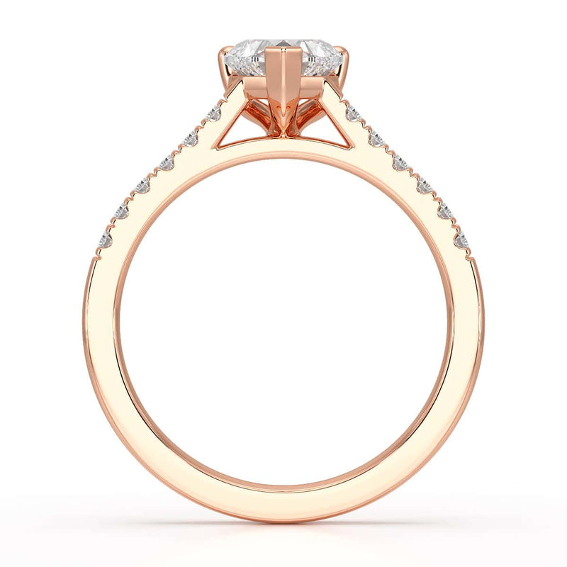 Diamond Engagement Ring- Heart Shaped Solitaire Diamond Set Shoulders