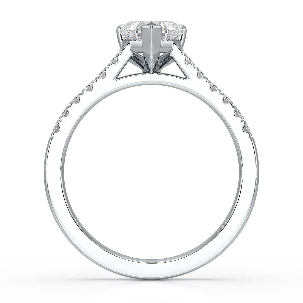 Diamond Engagement Ring- Heart Shaped Solitaire Diamond Set Shoulders