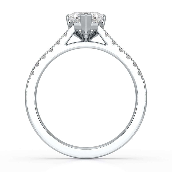 Diamond Engagement Ring- Heart Shaped Solitaire Diamond Set Shoulders
