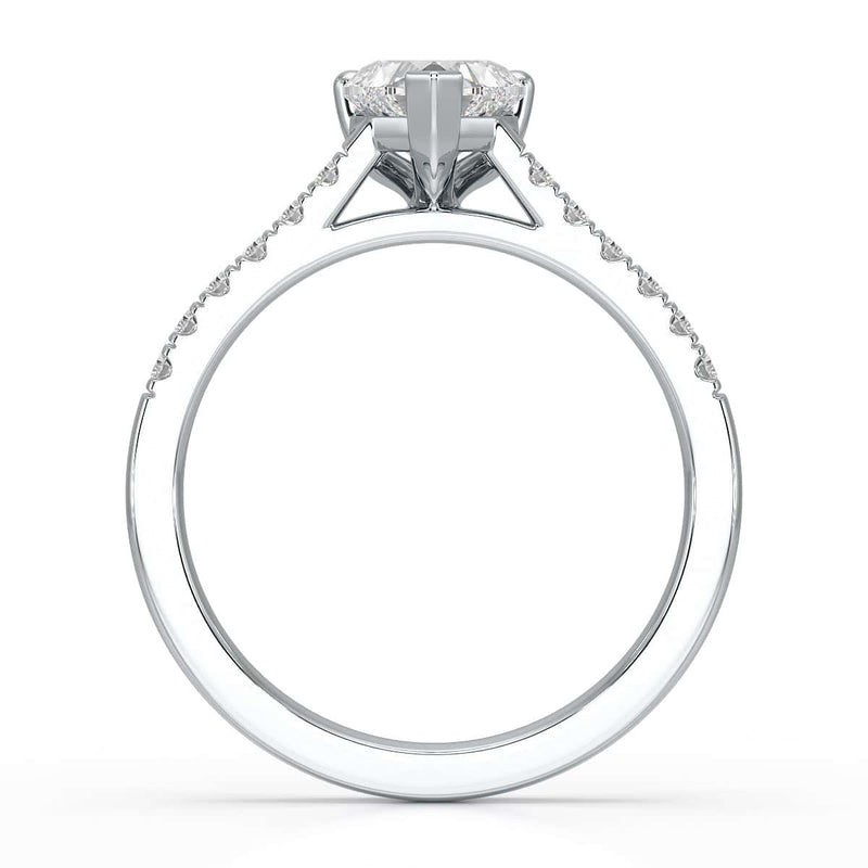 Diamond Engagement Ring- Heart Shaped Solitaire Diamond Set Shoulders