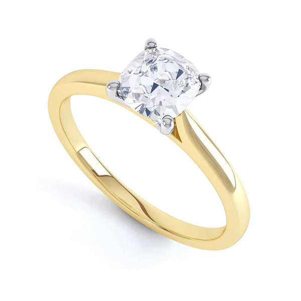 Cushion Cut Centre Stone, 4 claw, Diamond Engagement Ring with split Knife Edge Shoulders
