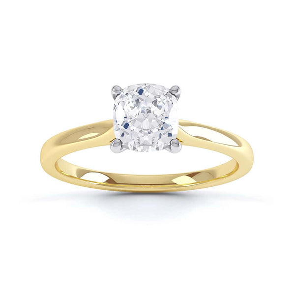 Cushion Cut Centre Stone, 4 claw, Diamond Engagement Ring with split Knife Edge Shoulders