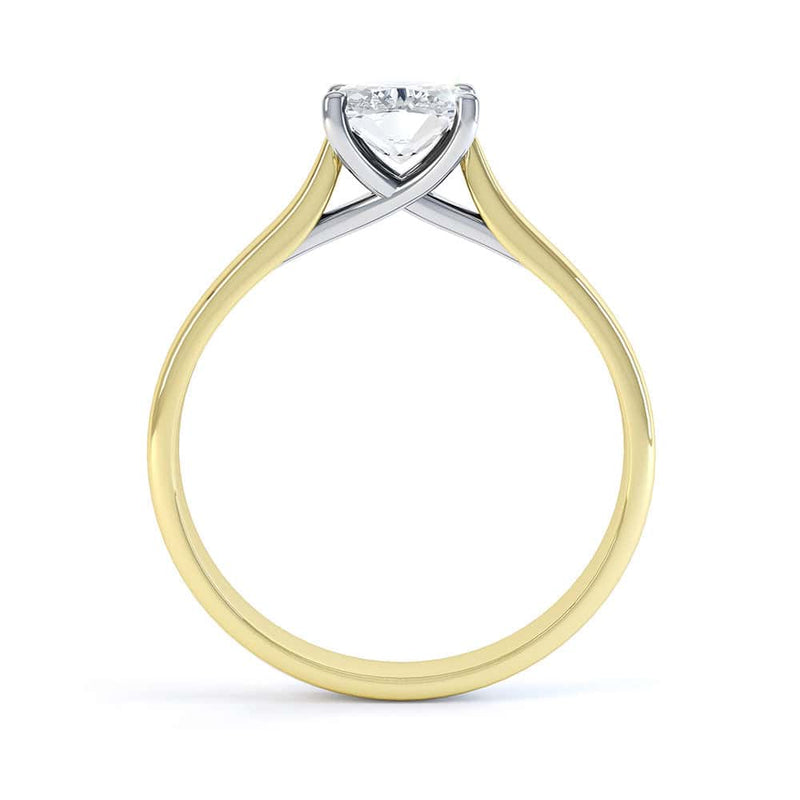 Cushion Cut Centre Stone, 4 claw, Diamond Engagement Ring with Tapered Shoulders