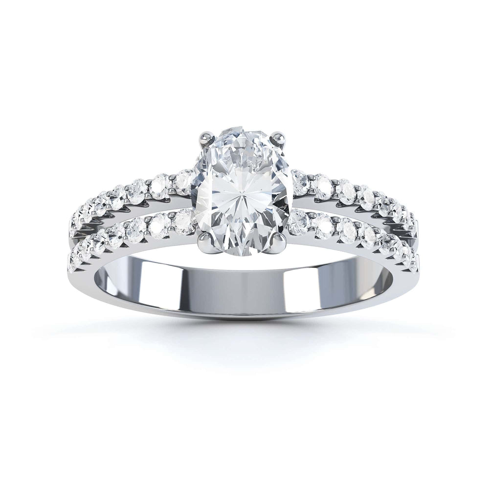 Diamond Engagement Ring- Oval Cut With Double Row Diamond Set Shoulders