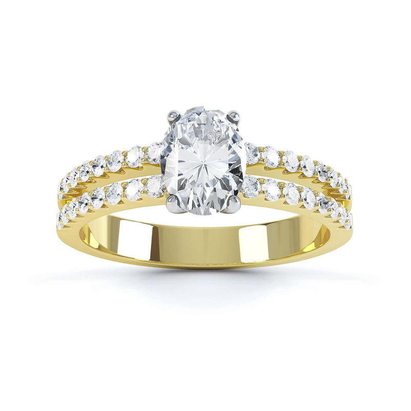 Diamond Engagement Ring- Oval Cut With Double Row Diamond Set Shoulders