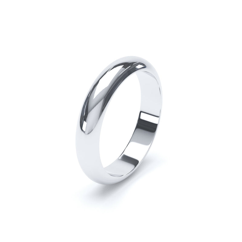Mens D Shape Platinum Wedding Ring