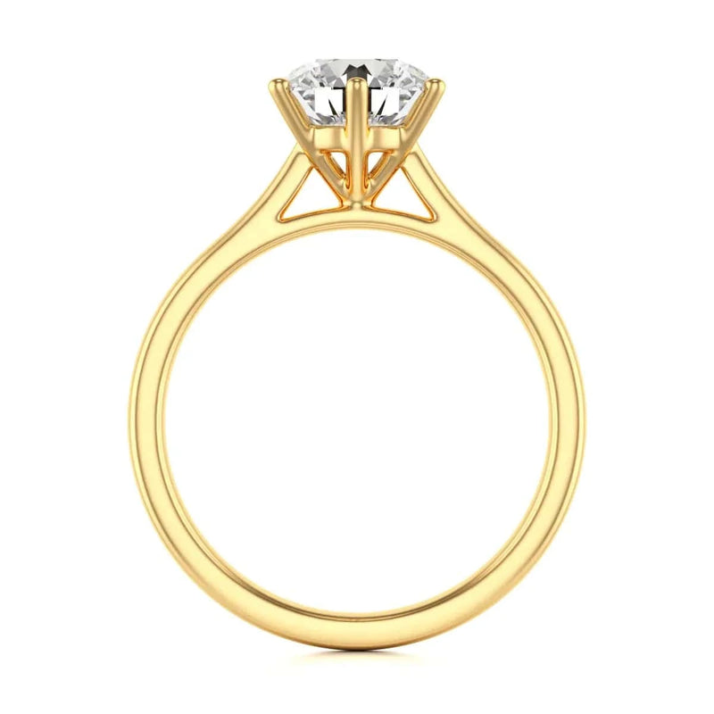 Diamond Engagement Ring- Gold - Round Six Claw Tapered Shank