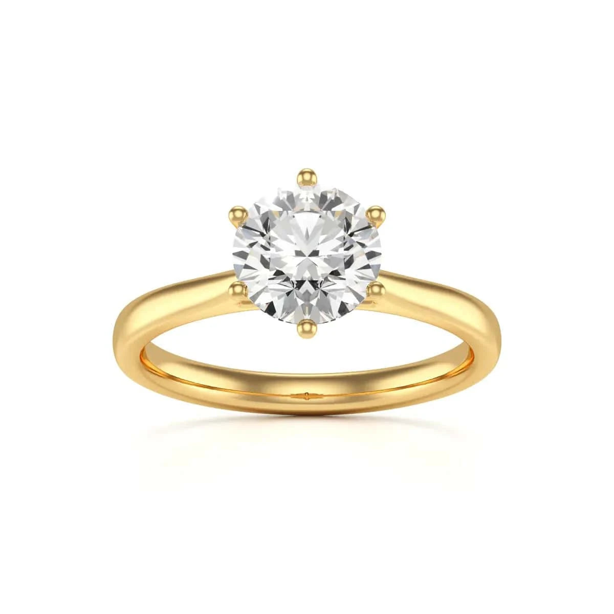Diamond Engagement Ring- Platinum - Round Six Claw Tapered Shank