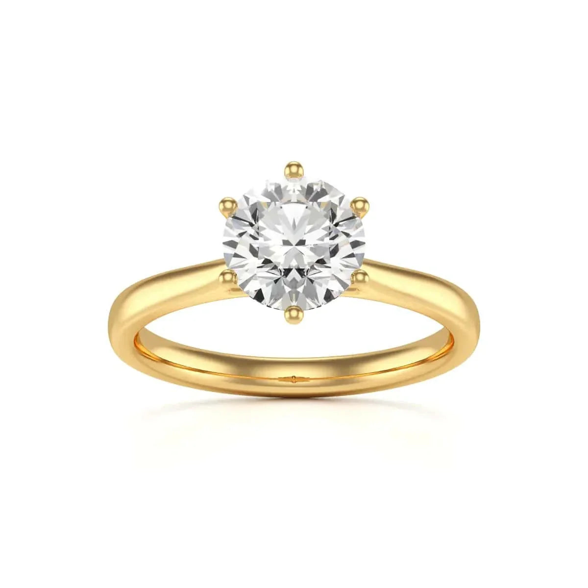 Gold ring with a large round cut diamond 