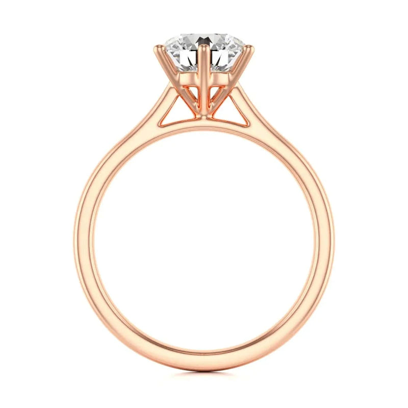 Diamond Engagement Ring- Rose Gold - Round Six Claw Tapered Shank