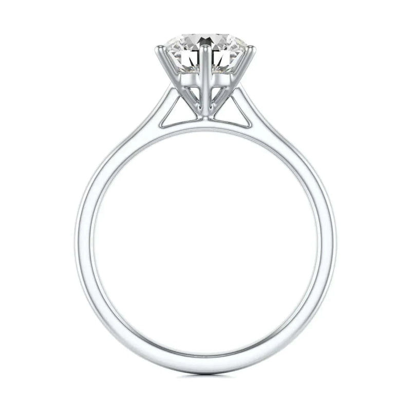 Diamond Engagement Ring- White Gold Brilliant cut -Round Six Claw Tapered Shank