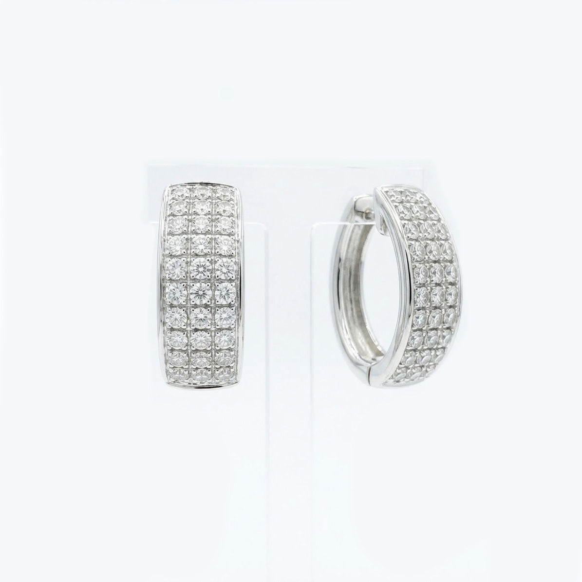 18K White Gold Pavé Dome Huggie Hoop Earrings