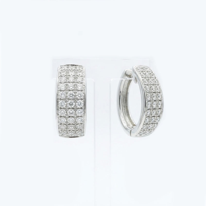 18K White Gold Pavé Dome Huggie Hoop Earrings