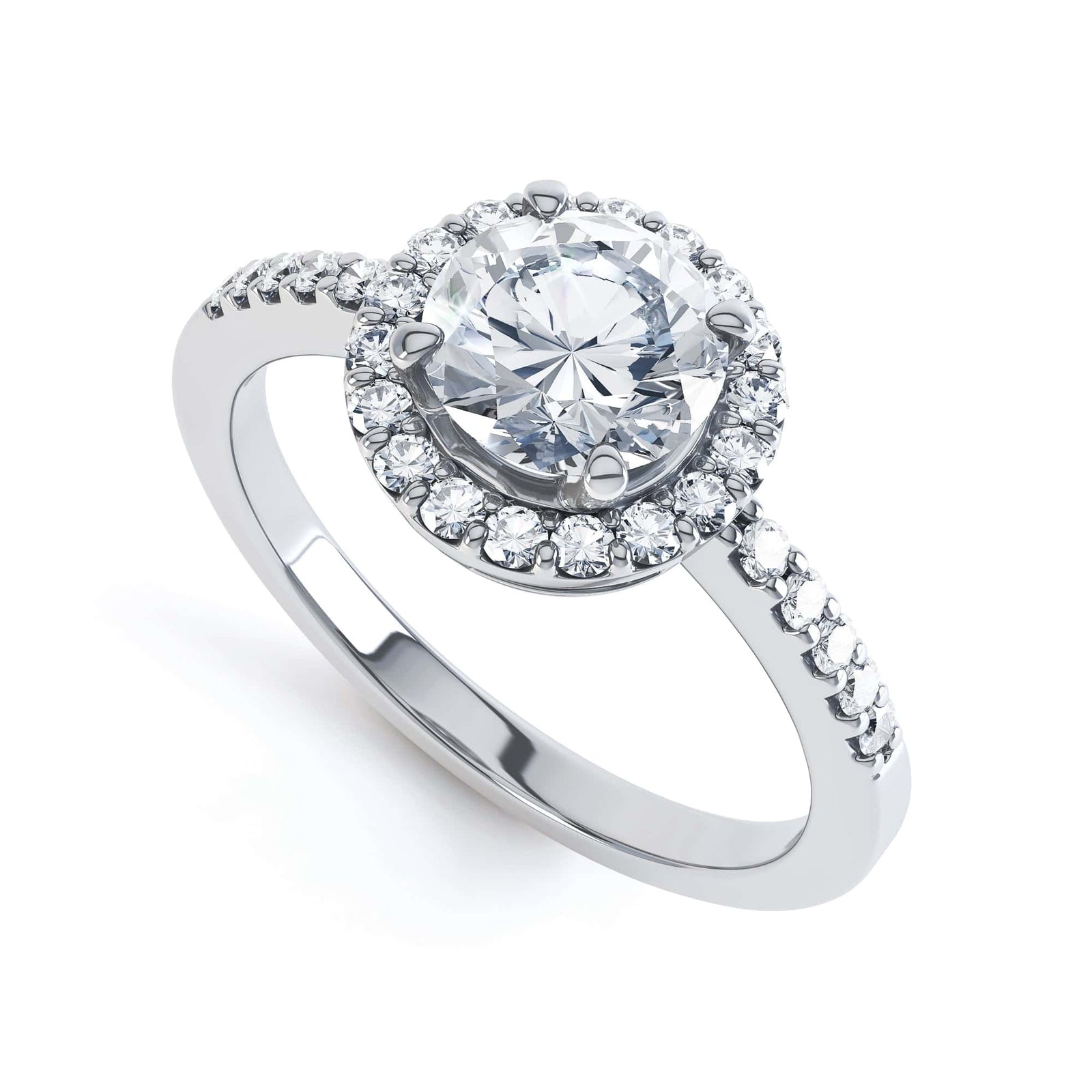 18ct Gold  Halo Diamond Engagement Ring - Round Shape