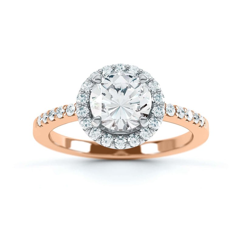 18ct Gold  Halo Diamond Engagement Ring - Round Shape