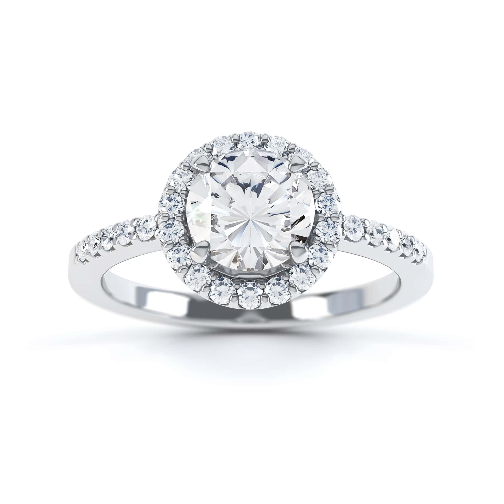 Diamond Engagement Ring- Round Halo Scallop Shoulder Set