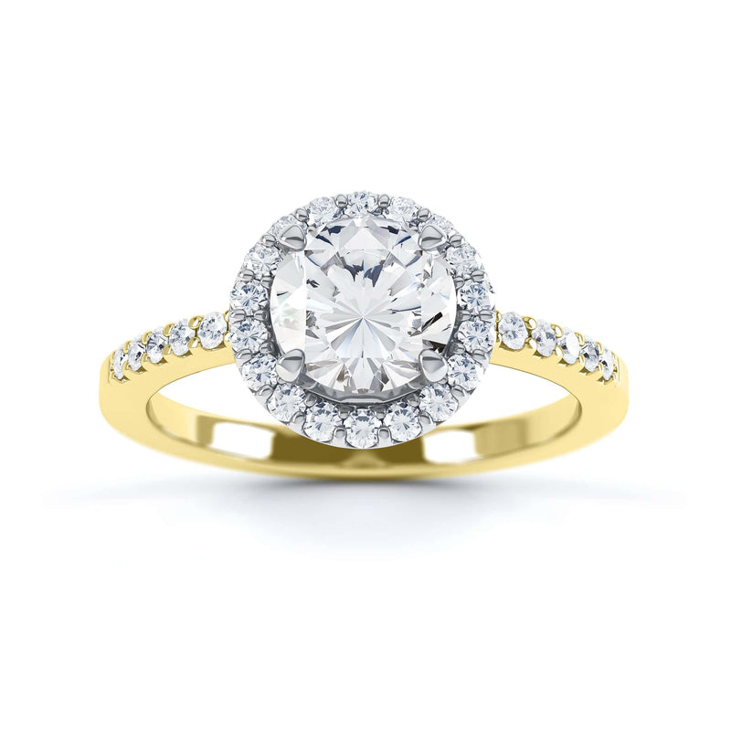 18ct Gold  Halo Diamond Engagement Ring - Round Shape